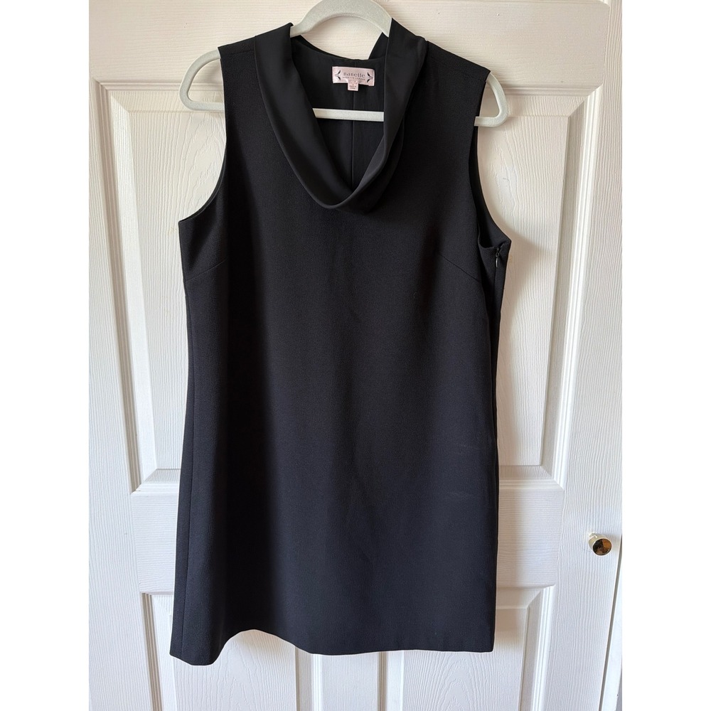 Nanette Lepore Shift Dress Women 10 Black Cowl Neck Sleeveless Professional LBD